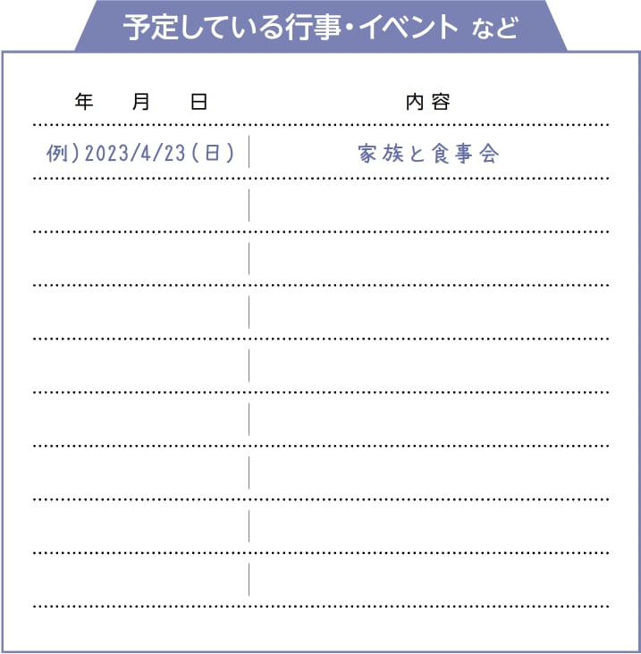 予定している行事・イベントなど