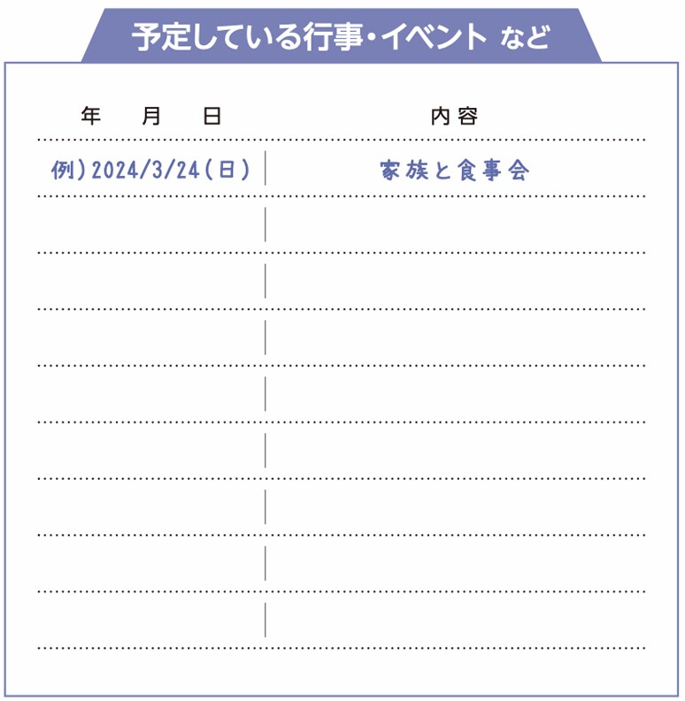 予定している行事・イベントなど